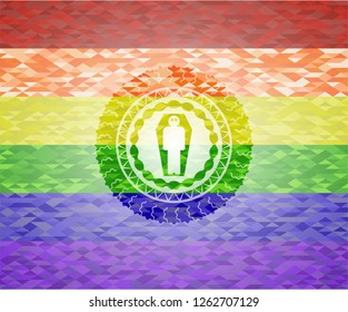 dead man in his coffin icon on mosaic background with the colors of the LGBT flag