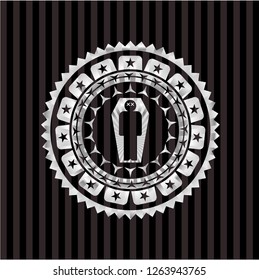 dead man in his coffin icon inside silver emblem