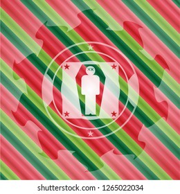 dead man in his coffin icon inside christmas badge.