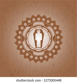 dead man in his coffin icon inside retro style wood emblem