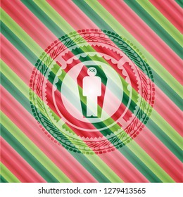 dead man in his coffin icon inside christmas emblem background.