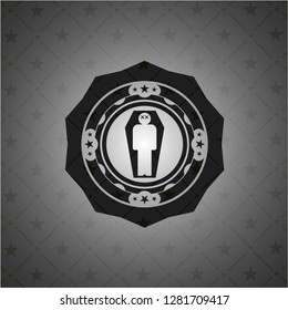 dead man in his coffin icon inside retro style black emblem