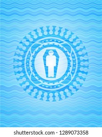 dead man in his coffin icon inside water concept emblem background.