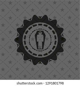 dead man in his coffin icon inside realistic dark emblem