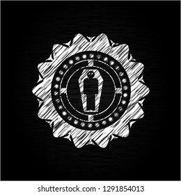 dead man in his coffin icon inside chalk emblem