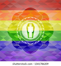 dead man in his coffin icon inside lgbt colors emblem 