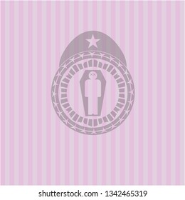 dead man in his coffin icon inside realistic pink emblem