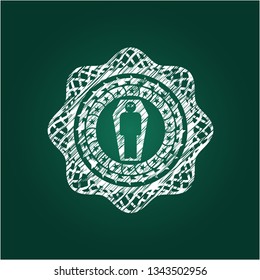 dead man in his coffin icon inside chalk emblem