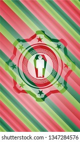 dead man in his coffin icon inside christmas style emblem.