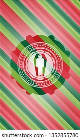 dead man in his coffin icon inside christmas colors badge.