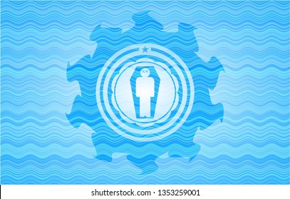 dead man in his coffin icon inside water representation emblem.
