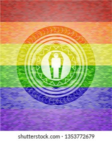 dead man in his coffin icon inside lgbt colors emblem 