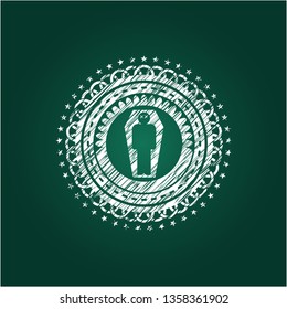 dead man in his coffin icon with chalkboard texture