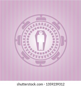 dead man in his coffin icon inside realistic pink emblem