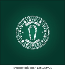 dead man in his coffin icon inside chalk emblem