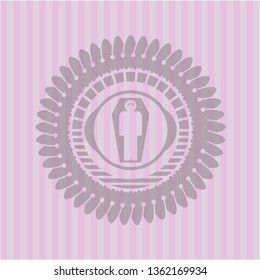 dead man in his coffin icon inside pink emblem
