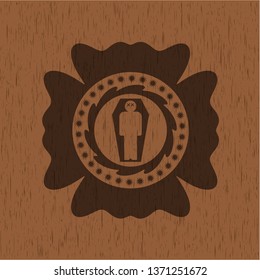 dead man in his coffin icon inside retro style wooden emblem