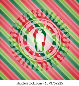 dead man in his coffin icon inside christmas style badge..