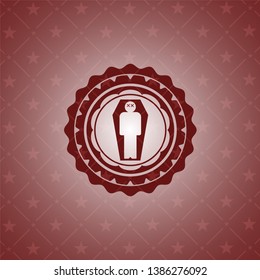 dead man in his coffin icon inside red icon or emblem