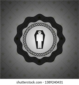 dead man in his coffin icon inside dark emblem