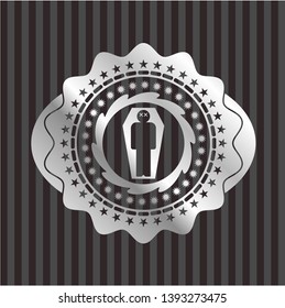 dead man in his coffin icon inside silver badge or emblem