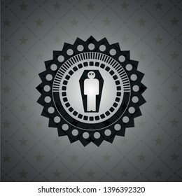 dead man in his coffin icon inside black badge
