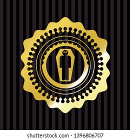 dead man in his coffin icon inside shiny badge