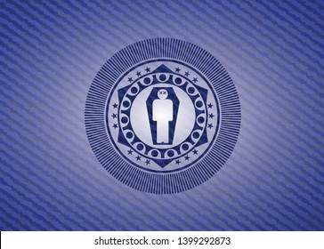 dead man in his coffin icon with jean texture