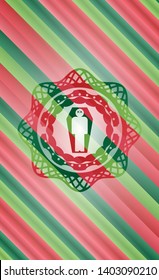 dead man in his coffin icon inside christmas colors badge.