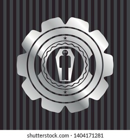 dead man in his coffin icon inside silver emblem