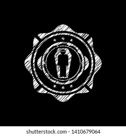 dead man in his coffin icon on chalkboard
