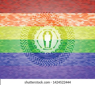 dead man in his coffin icon on mosaic background with the colors of the LGBT flag