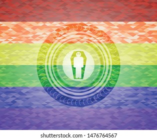 dead man in his coffin icon inside lgbt colors emblem 