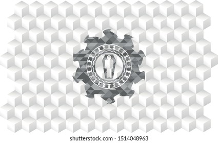 dead man in his coffin icon inside retro style grey emblem with geometric cube white background