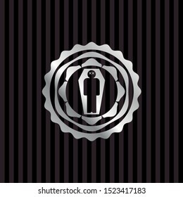 dead man in his coffin icon inside silver badge or emblem