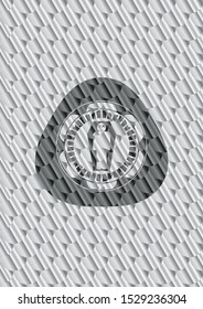 dead man in his coffin icon inside silver color emblem. Scales pattern. Vector Illustration. Detailed.