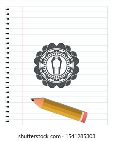 dead man in his coffin icon draw (pencil strokes). Vector Illustration. Detailed.