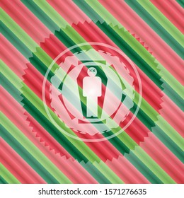 dead man in his coffin icon inside christmas badge background.