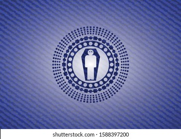 dead man in his coffin icon inside emblem with jean high quality background