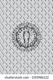 dead man in his coffin icon inside silver color emblem. Scales pattern. Vector Illustration. Detailed.