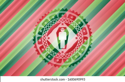 dead man in his coffin icon inside christmas emblem.