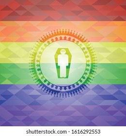 dead man in his coffin icon on mosaic background with the colors of the LGBT flag