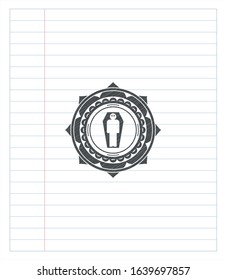 dead man in his coffin icon pencil draw. Vector Illustration. Detailed.