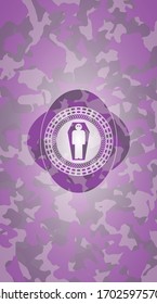 dead man in his coffin icon on pink camo texture. 
