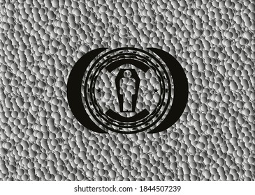 toter Mann in seinem Sarg-Symbol in dunklem Emblem mit grauem Hintergrund. Retro. Vektorgrafik. Detaillierte Angaben. 