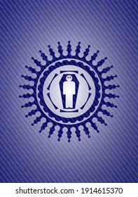 dead man in his coffin icon inside denim background. 