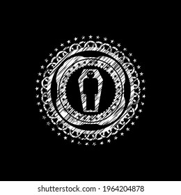 dead man in his coffin icon on chalkboard, vector illustration, pretty design. 