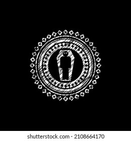 dead man in his coffin icon on chalkboard, vector illustration, pretty design. 