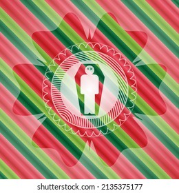 dead man in his coffin icon inside christmas emblem. 