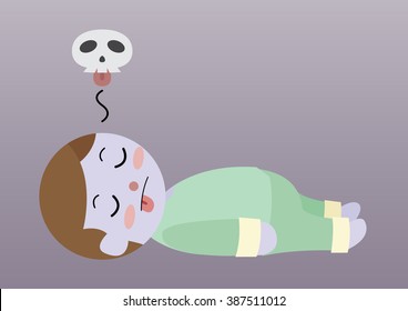 dead man laying on ground cartoon vector 